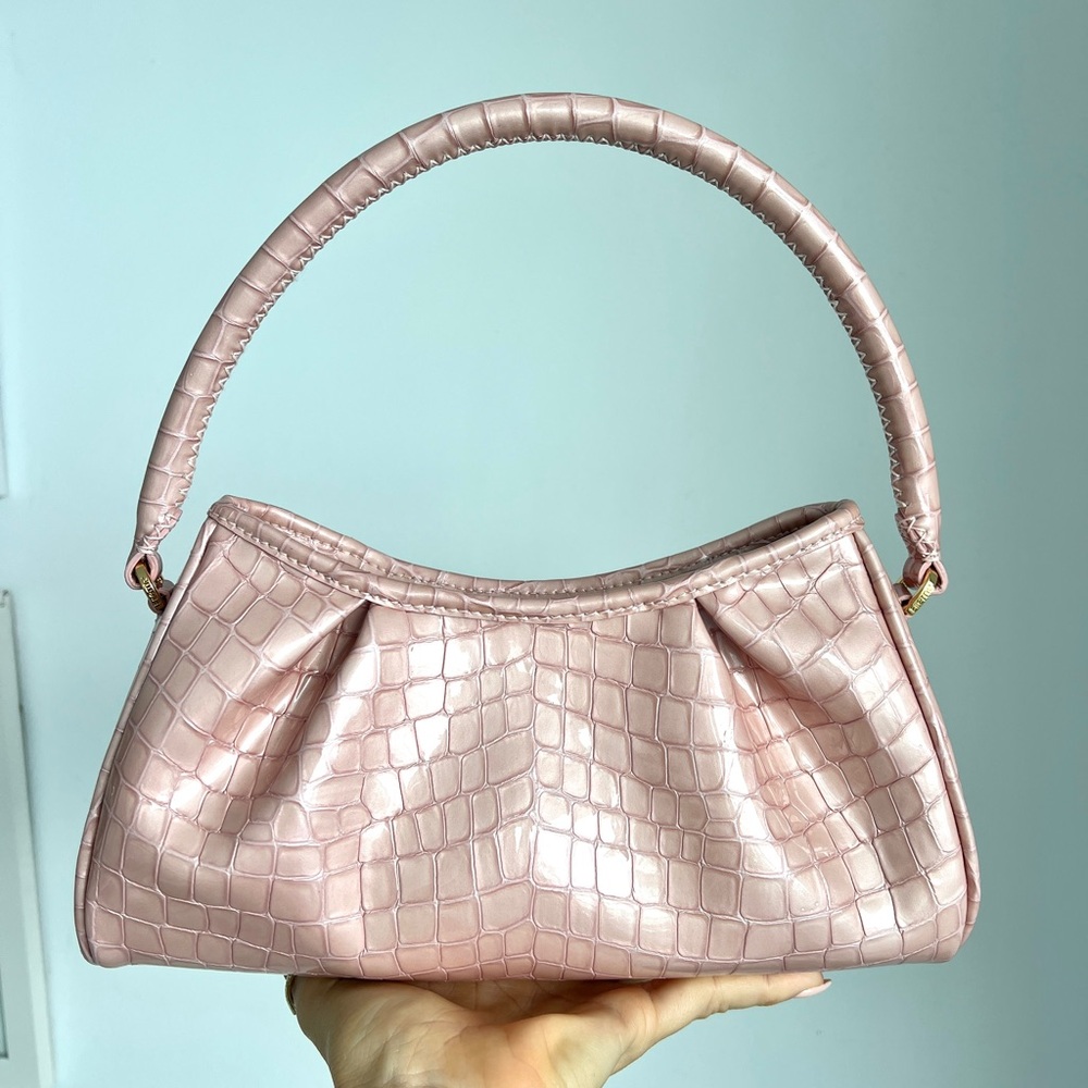 New Elleme Dimple Elegant Pink Crocodile-Embossed Women's Bag
